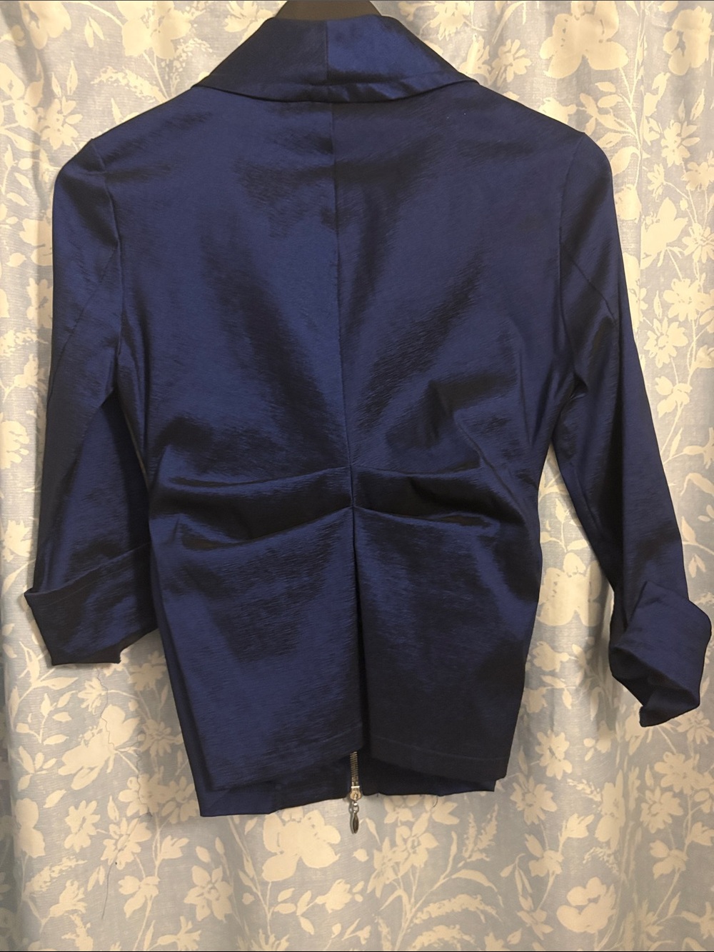 Joseph Ribkoff Navy Blue Zip-Front Ruched Jacket - Picture 2 of 2
